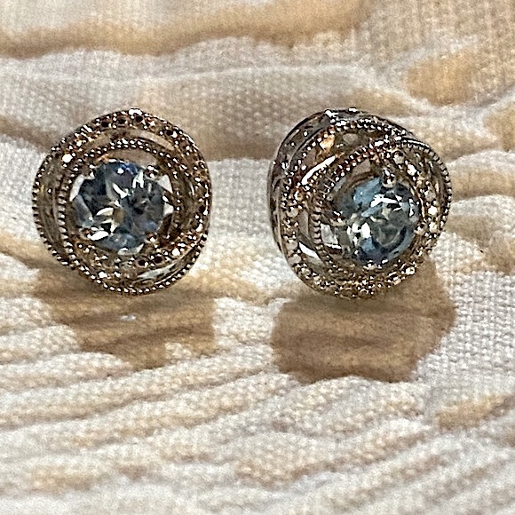 925 Silver and Blue Topaz earrings - Picture 2 of 5